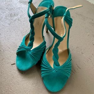 Blue heeled sandals